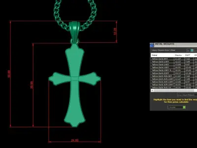 Light Gold 18K Cross Pendant 1CP043 3D print model