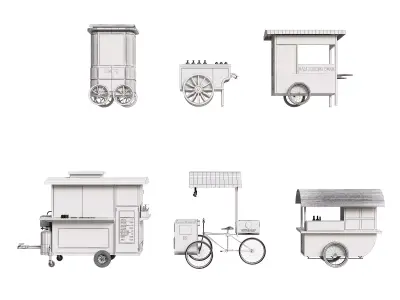 Food Cart Low-poly 3D model
