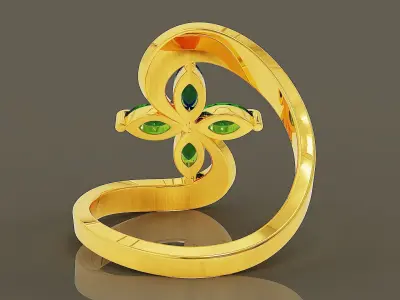 Prong set marquise shape diamond flower bypass ring Free 3D print model