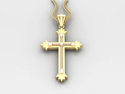 High Cross Pendant Light Gold 18K 4CP070 3D print model