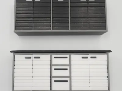 Set of Kitchen cabinets with functional doors 3D print model