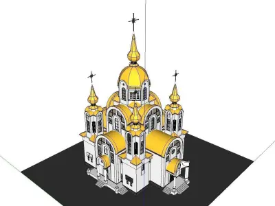 Architecture-Religion-God-Culture-Temple-0103 church with gol... 3D model