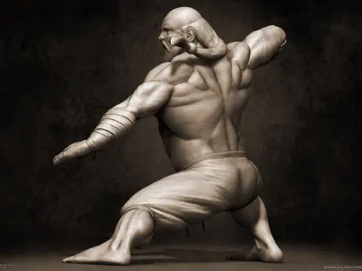 Gouken - character from the game Street Fighter  Low-poly 3D model