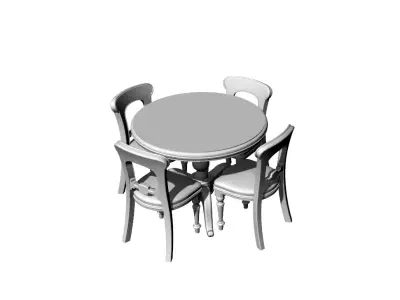 Dolls House Miniature Victorian Round Table and Chairs 3D print model