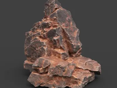 Low poly Desert Cracked Rock 220124 Low-poly 3D model