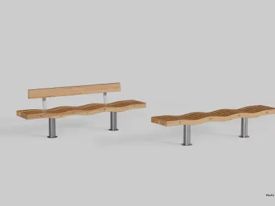 SERPENTINE FIVE SLAT BENCH AND SEAT 3D model