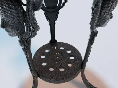 Traditional Girls head cast iron table 3D model