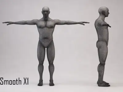 BASE MESH---Man Neutral and T-Pose Low-poly 3D model