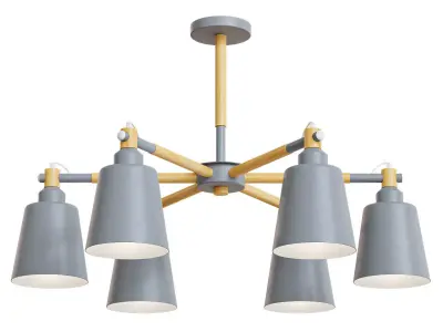 LED pendant chandelier Nordic Macaron 6 lamps Low-poly 3D model