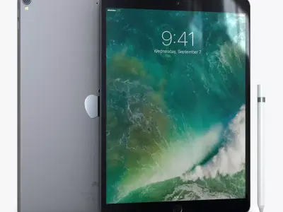 iPad Pro 10-5 2017 Space Gray with Pencil Low-poly 3D model