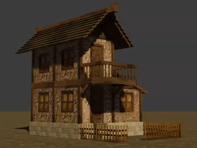 Medieval house nine 11 Low-poly 3D model