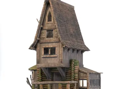 Medieval Fantasy house  Low-poly 3D model