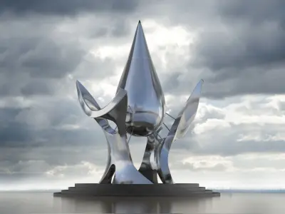 sculpture statue plaza modern Realistic exterior  3D model