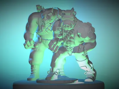 Bebop and Rokcsteady with TMNT Free 3D print model