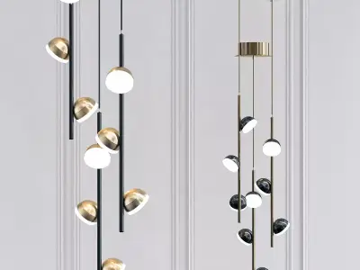 April pendant light with three lights hanging from ceiling 3D model