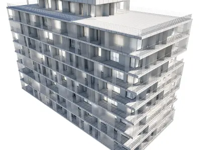 Modern residential building 03 3D model