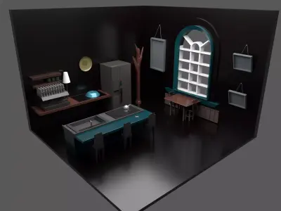 cartoon room Low-poly 3D model