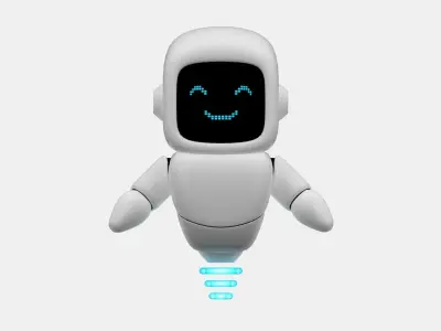 Cute Robot Cyborg  Low-poly 3D model