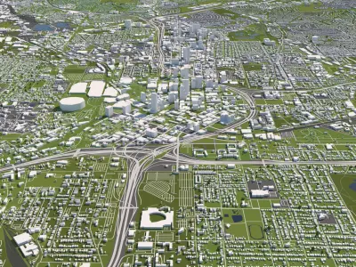 Atlanta 50x50km City Map Model 3D model
