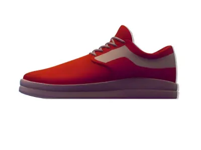 Cartoon High Poly Subdivision Red Sneakers Low-poly 3D model