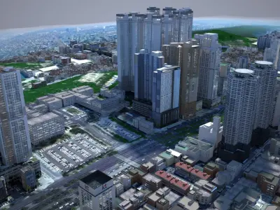 Korean Buildings for Background vol.01 3D model