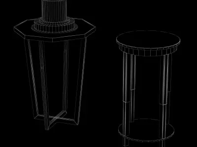Brass end table and table lamp 3D model