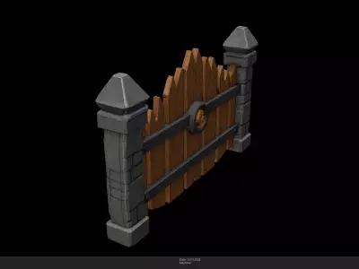 Stylized Wooden Fence Game Ready - AI Low-poly 3D model