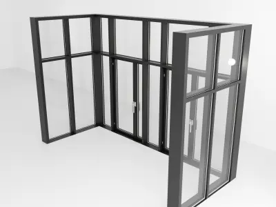 Panoramic windows Door Entrance 8 Low-poly 3D model