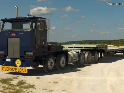  Peterbilt Truck with Flatbed Semi Trailer 