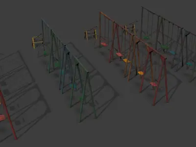 Swing Set For Playground Low-poly 3D model
