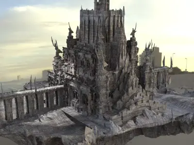 Lord Dark drake castle with bridge floating 3D model