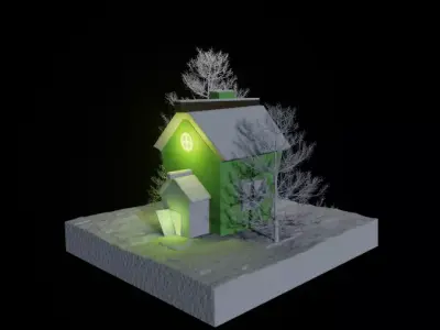 winter cottage house 3D model
