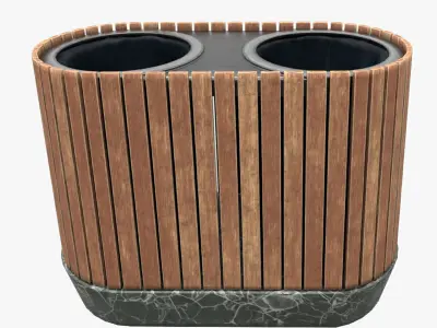 Modern Timber Pack Street Bin - 4K Textures Game-Ready PBR