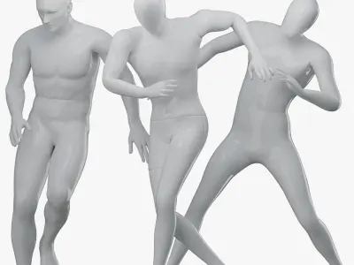  Rigged Male Sport Detailed and Simple Mannequins 