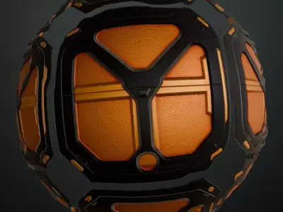 Orange Black Sci-Fi Door Transparent PBR Seamless Texture