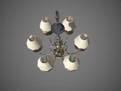 Vintage Chandelier White Low-poly 3D model