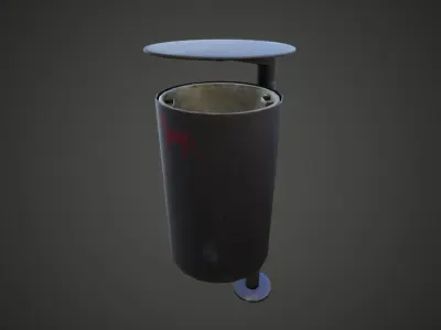 3D modern low poly PBR trash bin Low-poly 3D model