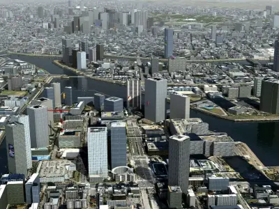 Tokyo Japan Asian City 40kmx40km 3D model