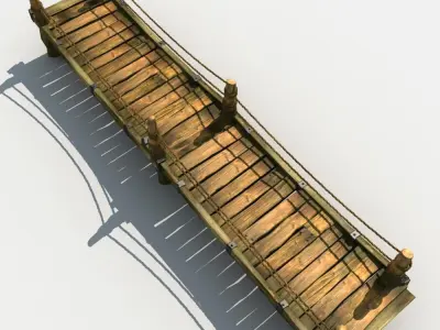 Old Wooden Bridge 04 3D model