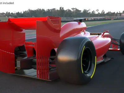  Formula One Racing Car with Rear Wing Red Rigged for Maya 