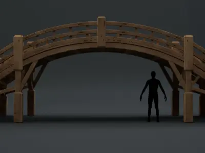 Low-Poly Wooden Bridge Low-poly 3D model