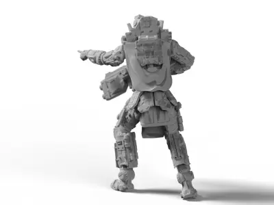 Sci-Fi Battle Armor Miniature - Koloss Assault Rifle Commander 3D print model