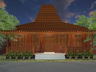 Traditional Wood House  3D model