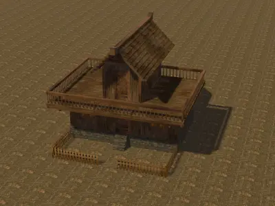 Medieval house eight 6 Low-poly 3D model