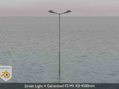 Street Light 4 Galvanized F2 M1 K0 4500mm Low-poly 3D model