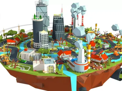 city plastic  Low-poly 3D model