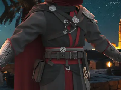  Eastern Shadow Assassin Outfit with Hooded Cape Black 