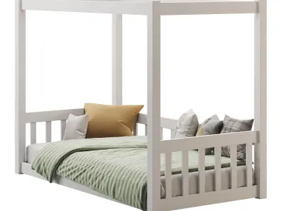 Floor Bed with Fence 3D model