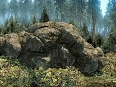 Forest Rock Low-poly 3D model