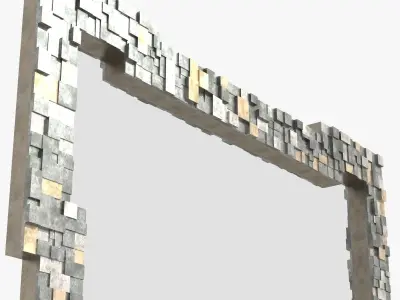 Pyrite and Patinated Brass Mirror designed by Douglas Mackie 3D model